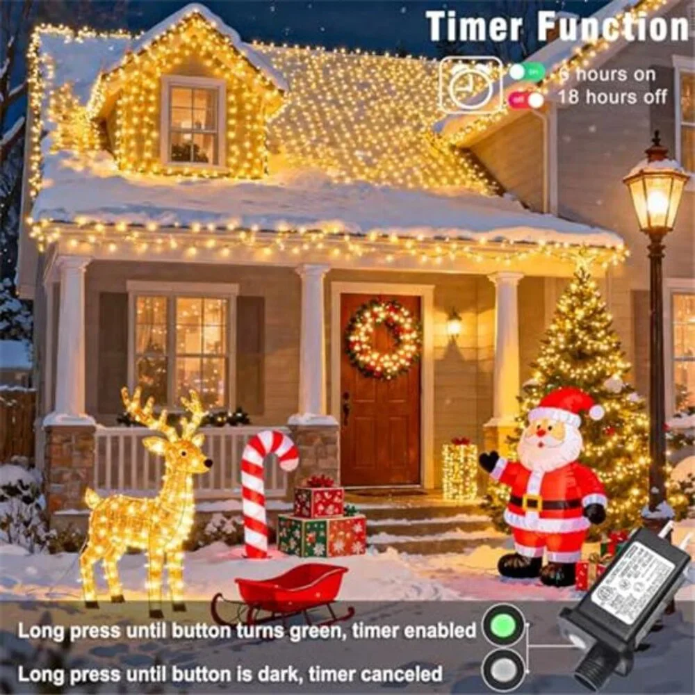 66FT 200 LED String Lights Outdoor Indoor Christmas Fairy Twinkle Warm White